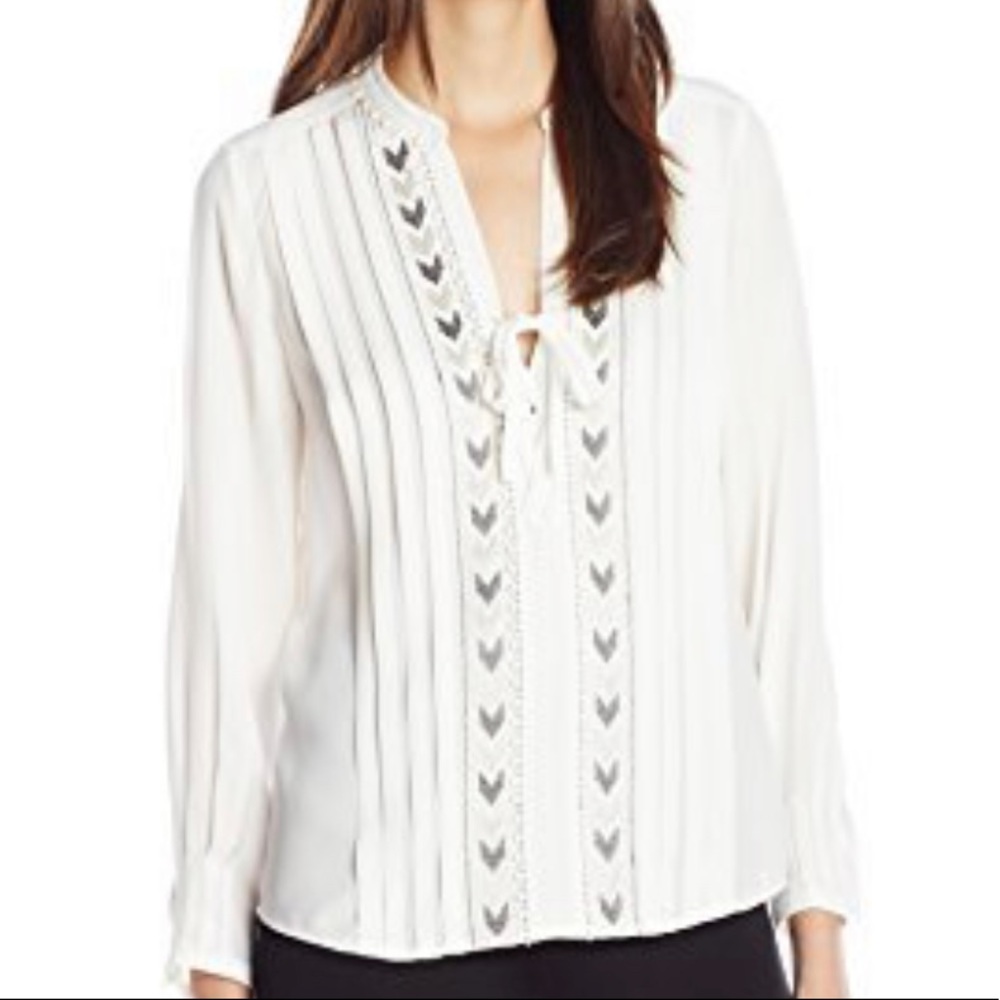 Rebecca Taylor Chevron Embroidered Shirt Sz 0